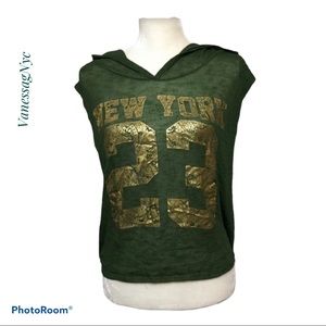 Blush New York 23 Hoodie Muscle Tee Green Sz XL